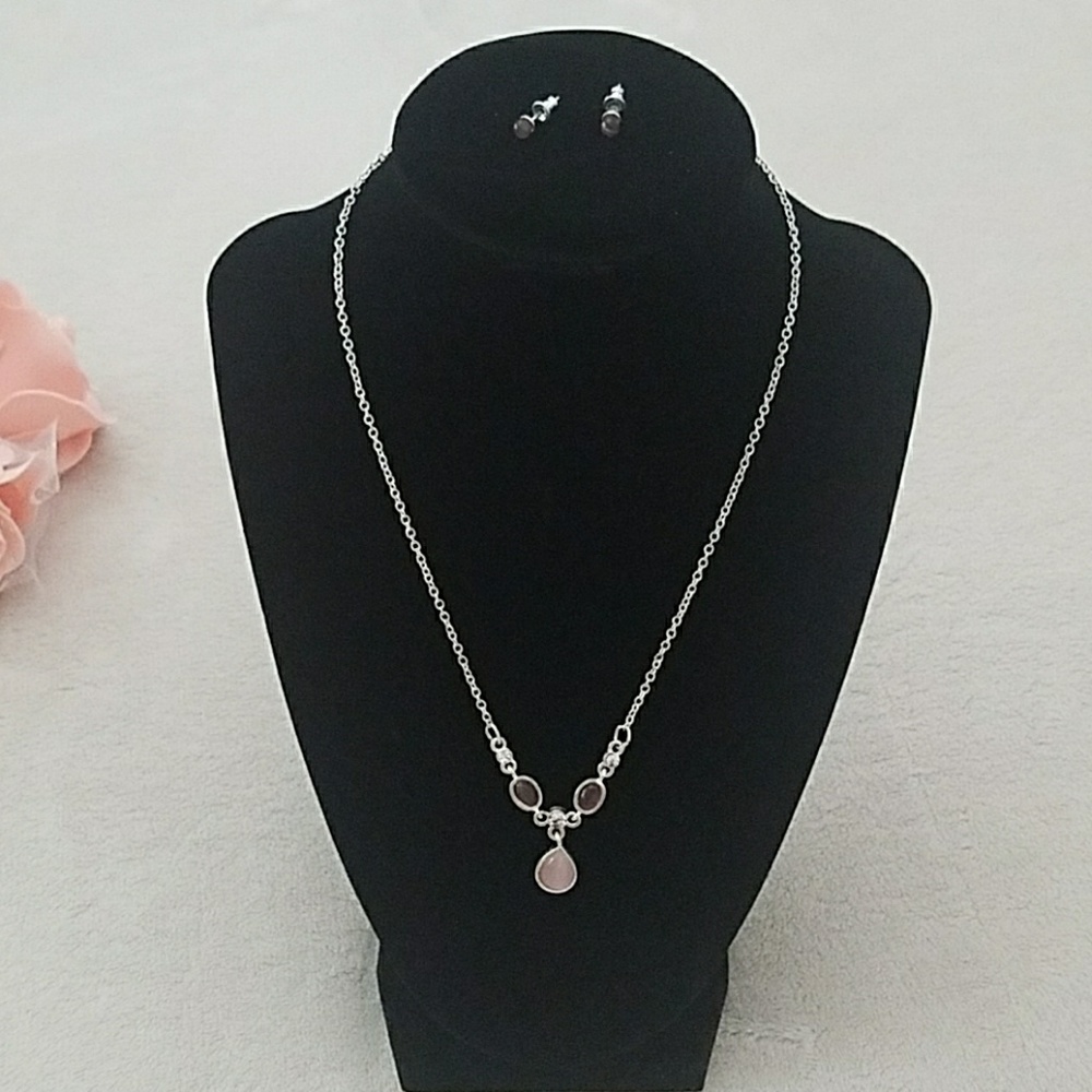 Chain Stone and Rhinestone Pendant Necklace